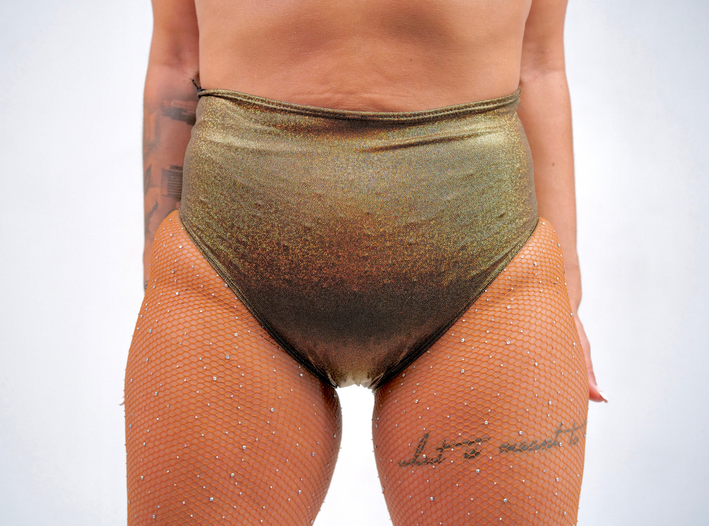 Holographic rusty gold bottom