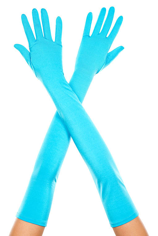 Turquoise satin gloves