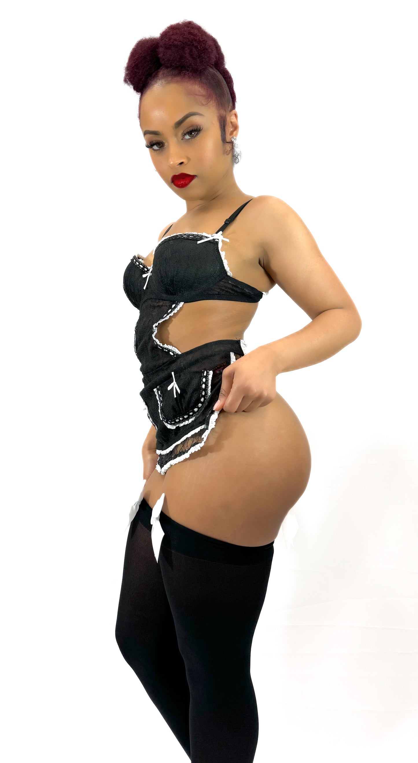 Maid me black with white