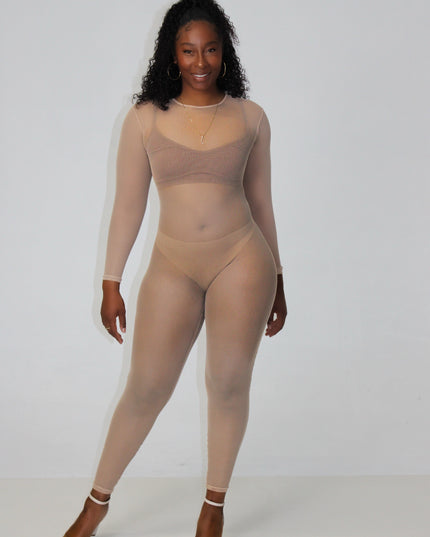 Nude Mesh Jumpsuit
