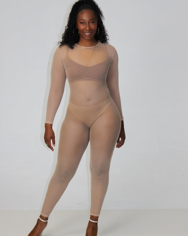 Nude Mesh Jumpsuit