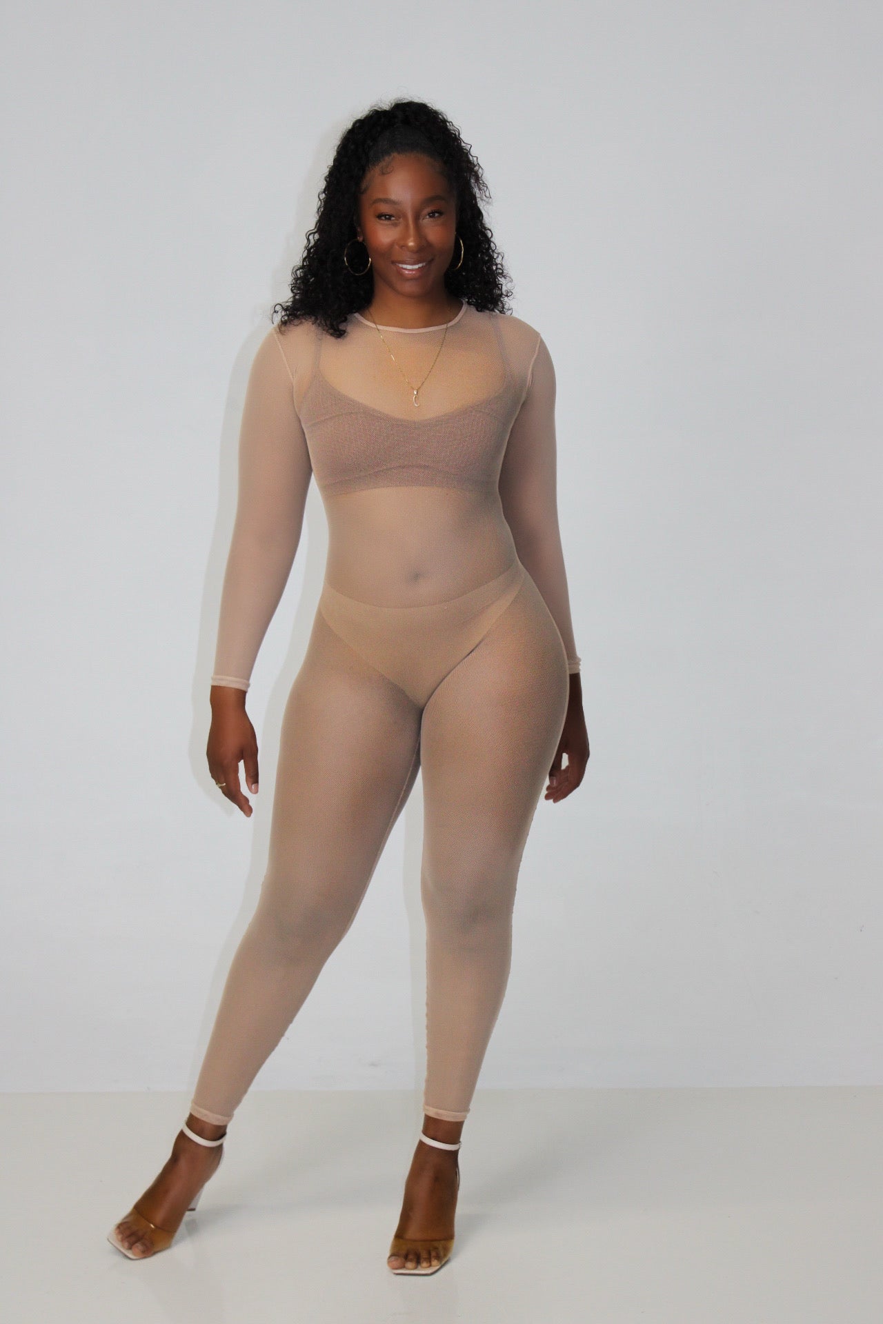 Nude Mesh Jumpsuit