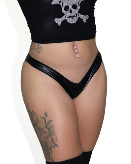 Metallic v micro booty short thong