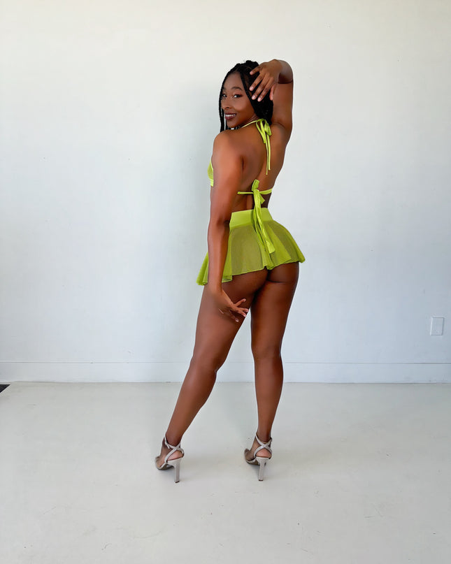 2pc tennis set neon green