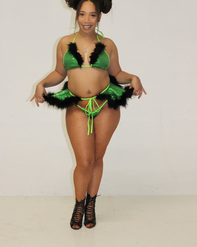 Green/ Black fluffy set