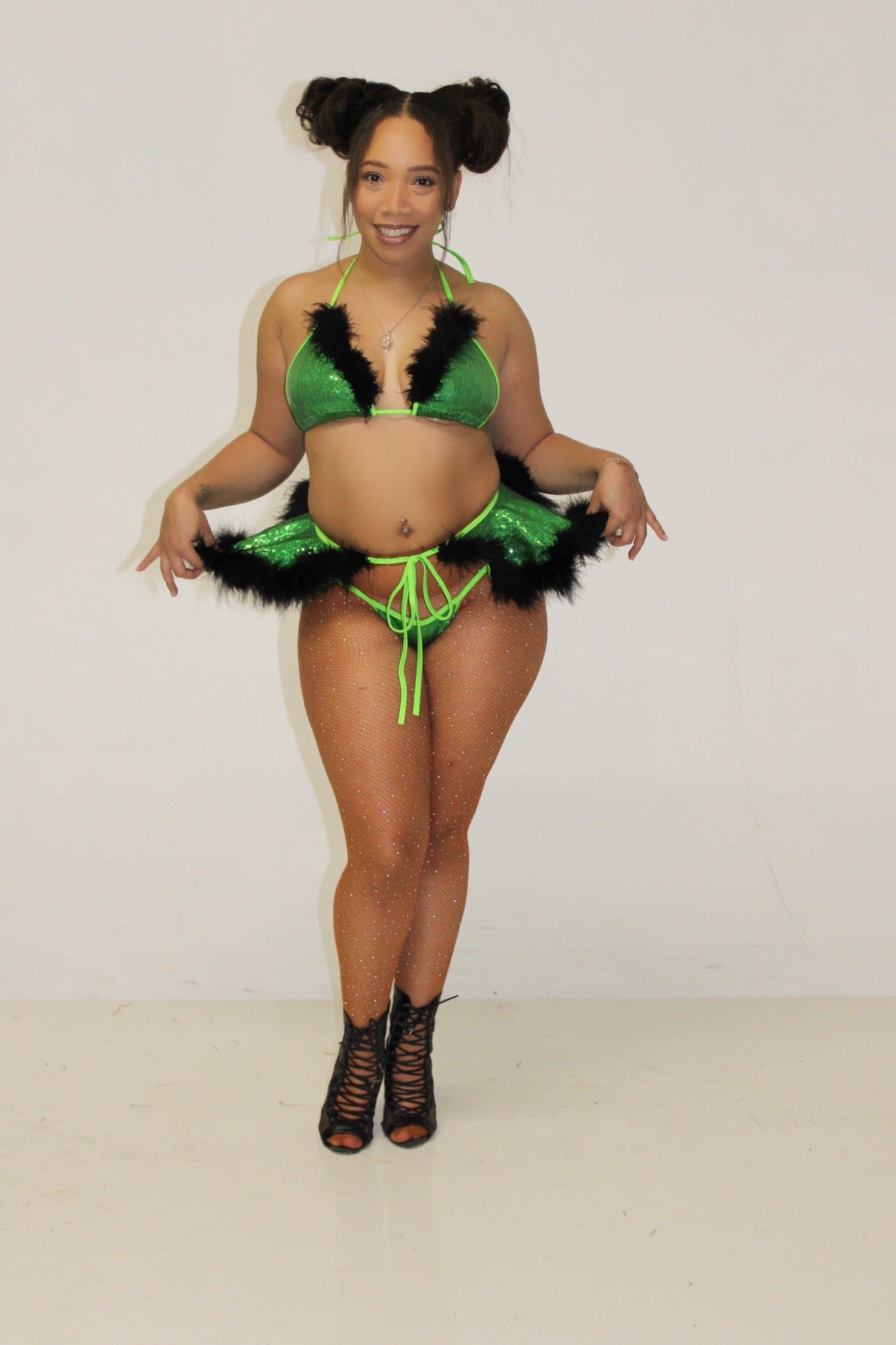 Green/ Black fluffy set