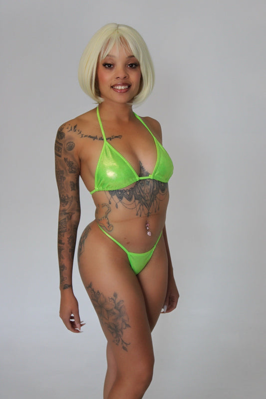 Holographic Neon Green 2pc set