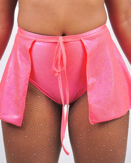 Holographic neon coral skirt