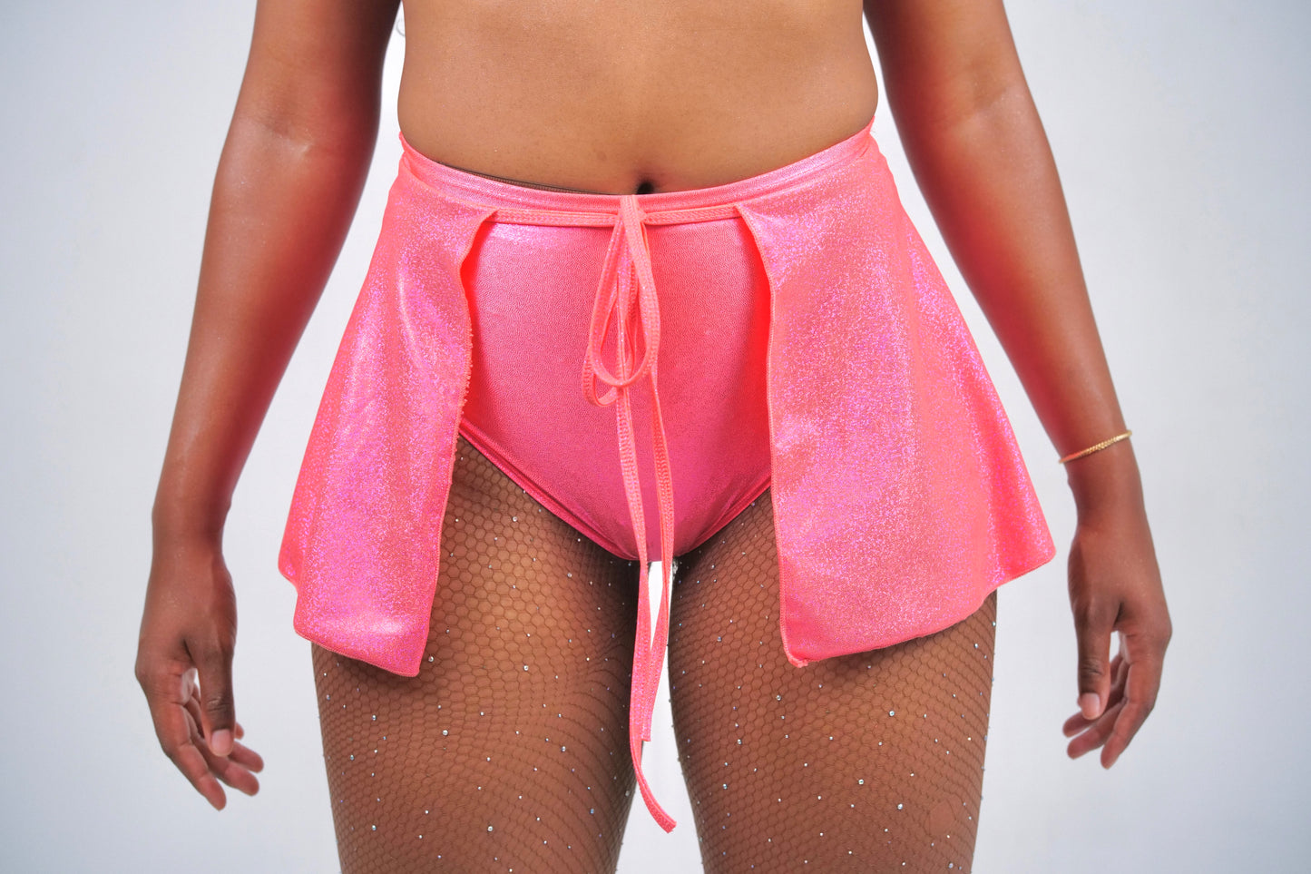 Holographic neon coral skirt