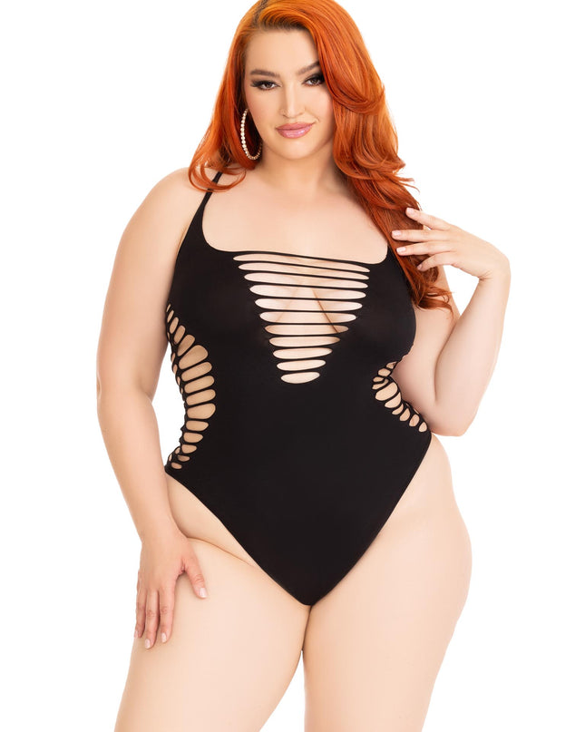 Queen Cutout Black Bodysuit