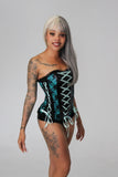 Mint green lace up corset