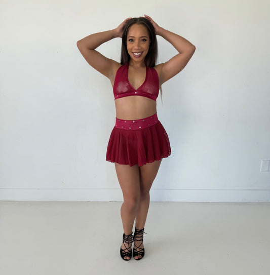 2pc tennis set burgundy