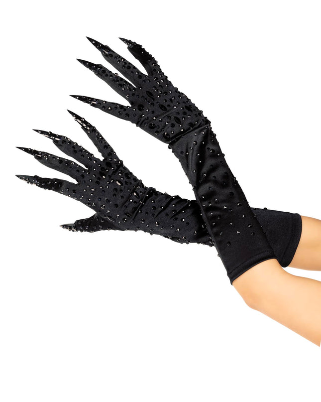 Rhinestone clawed gloves