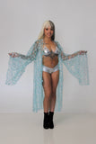 Sparkly Sequin Butterfly Turquoise Robe