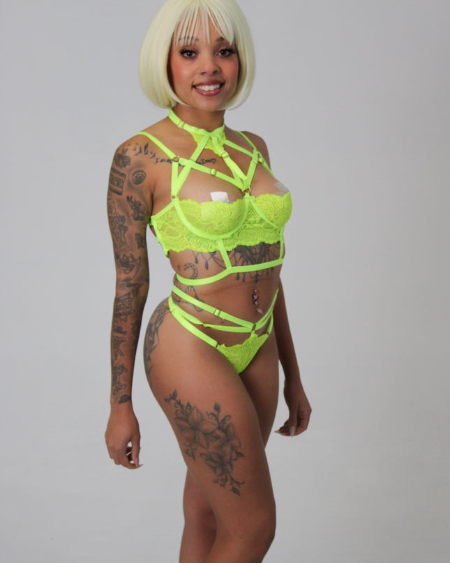 Caged Neon Green 2pc set