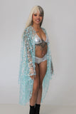 Sparkly Sequin Butterfly Turquoise Robe