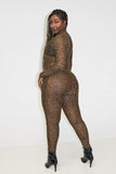 Cheetah mesh jumpsuit