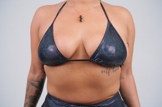 Holographic Black Bikini top