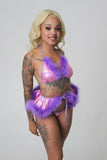 Holographic pink with purple fluffy set
