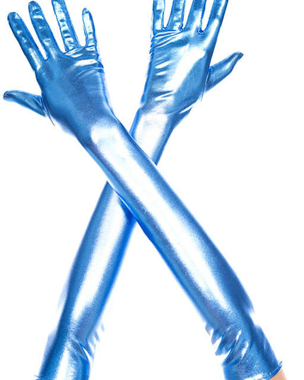 Metallic blue gloves