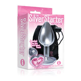 Silver starter heart gem pink
