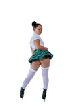Green plaid school girl set