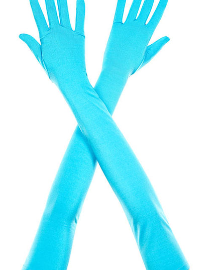 Turquoise satin gloves