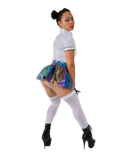 Rainbow pleather skirt