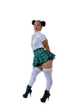 Green plaid school girl set