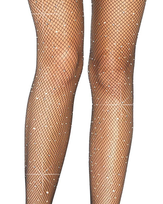Garter rhinestone stockings black