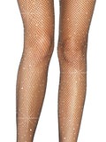 Garter rhinestone stockings black