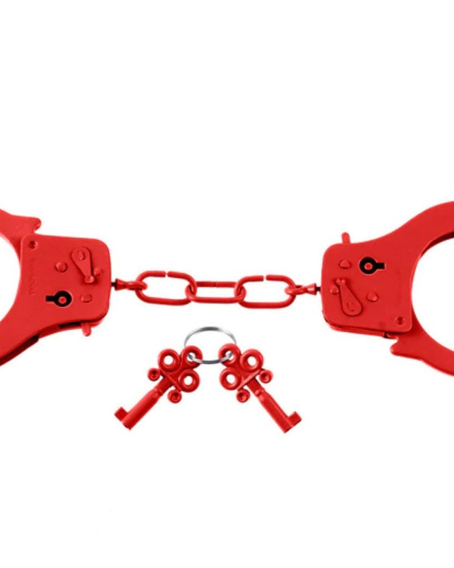 Fetish red metal handcuffs