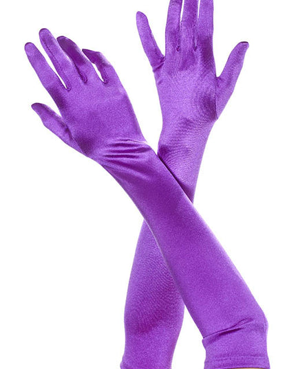 Purple satin gloves