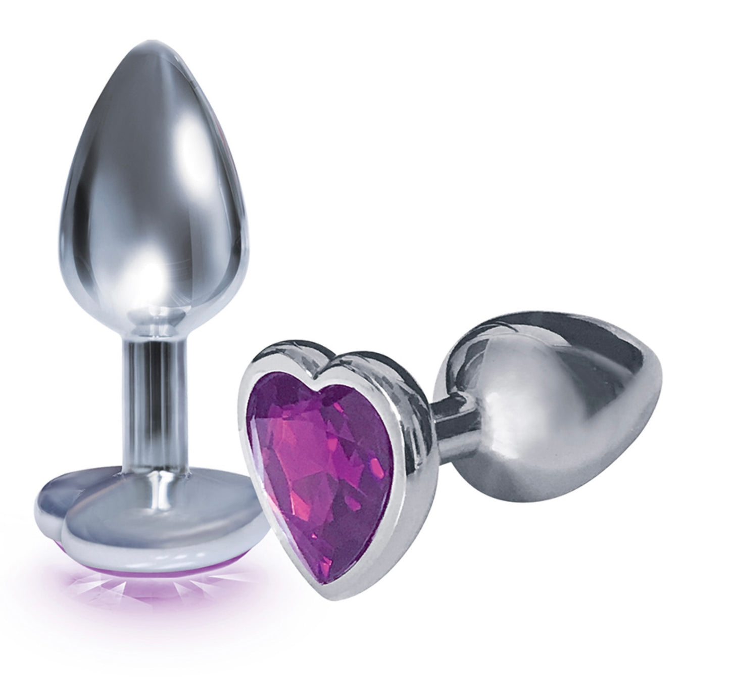 Silver starter heart purple gem