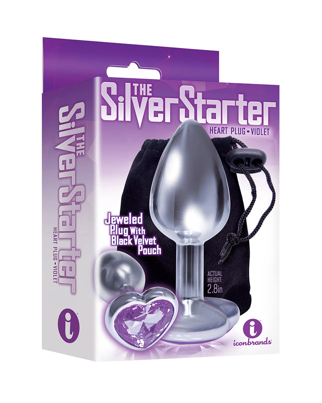 Silver starter heart purple gem