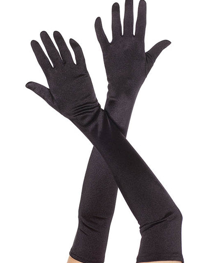 Satin black gloves