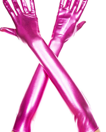 Metallic pink fuschia gloves