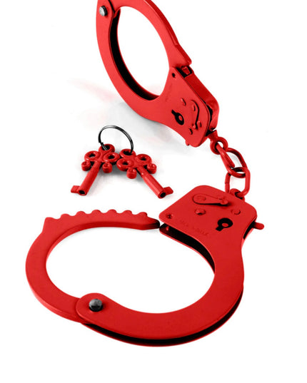 Fetish red metal handcuffs