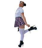 Baby pink plaid school girl skirt
