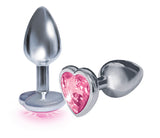 Silver starter heart gem pink