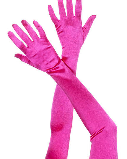 Fuschia pink satin gloves