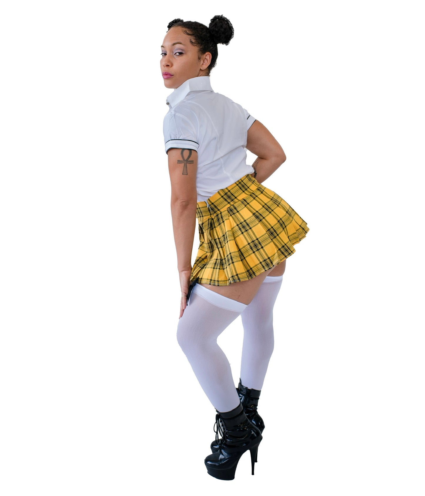 Yellow plaid skirt