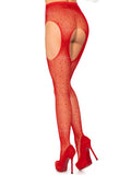 Garter rhinestone stockings red