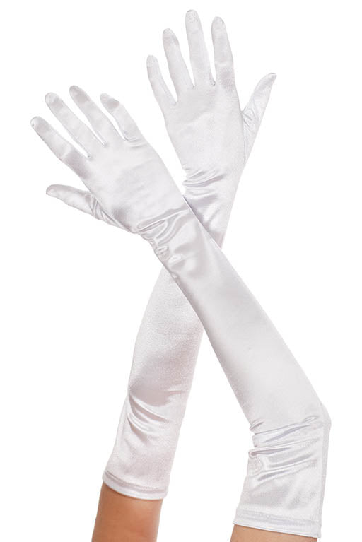 White satin gloves
