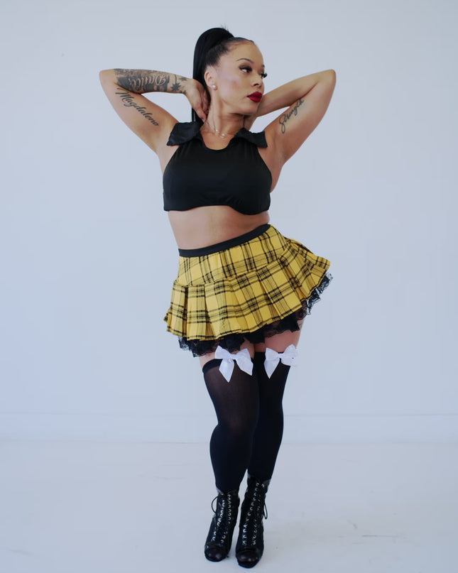 Yellow plaid skirt