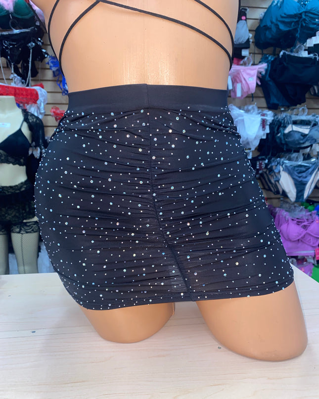 Rhinestone scrunched skirt